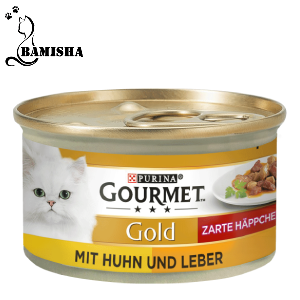 کنسرو گربه گلد گورمت با طعم مرغ و جگر وزن 85 گرم