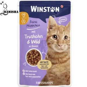 پوچ گربه وینستون با طعم بوقلمون و گوشت شکار در سس 100گرم