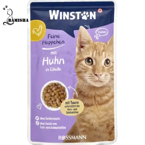 پوچ گربه وینستون با طعم مرغ در پوسته تخم مرغ 100گرم