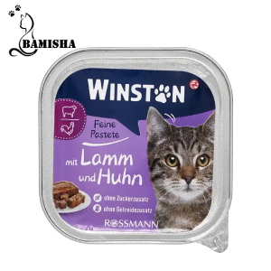 ووم کاسه ای گربه وینستون با طعم گوشت بره و مرغ وزن 100 گرم