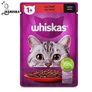 پوچ گربه ویسکاس با طعم گوشت درسس وزن 85گرم