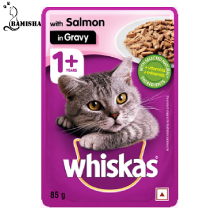 پوچ گربه ویسکاس با طعم ماهی سالمون در سس 85 گرم